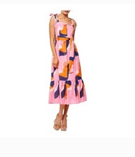 Ciebon Roma Women’s Pink Cotton Midi Sheath Apron Dress Stylish Summer