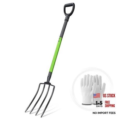 GARDENWORK 45-Inch Pitch Garden Fork with Steel Y-Grip - Heavy Duty