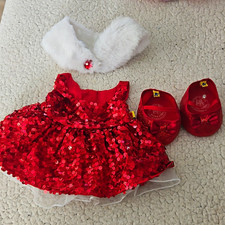 Build-A-Bear Workshop Red Sequin Special Occasion Dress Outfit w/ Shoes