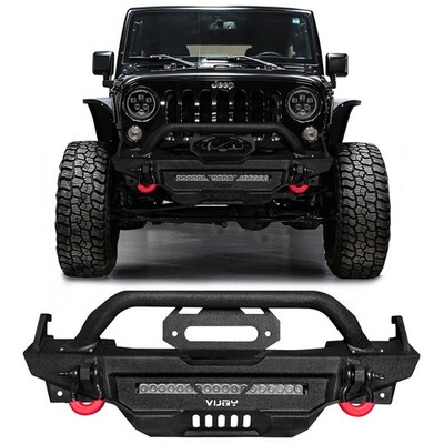 Vijay For 2007-2025 Jeep Wrangler JK/JL Steel Front Bumper with Lights & D-Ring