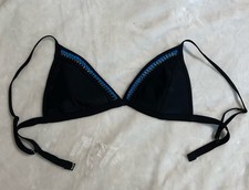 Topshop Women's Black Bikini Top With Adjustable Straps And Blue Details