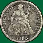 1888 Seated Liberty Dime Fine F Coin, Scratched #42578