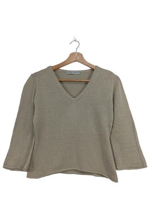 TURNOVER V-Ausschnitt-Pullover Damen Pullover Gr. DE 40 hellgrau Casual-Look