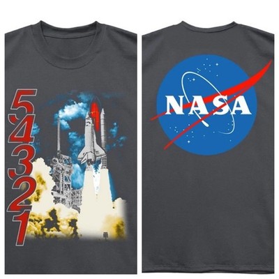 NASA Shuttle Launch Men's T Shirt USA OVERSIZED LIFT OFF F&B Graphite Cotton