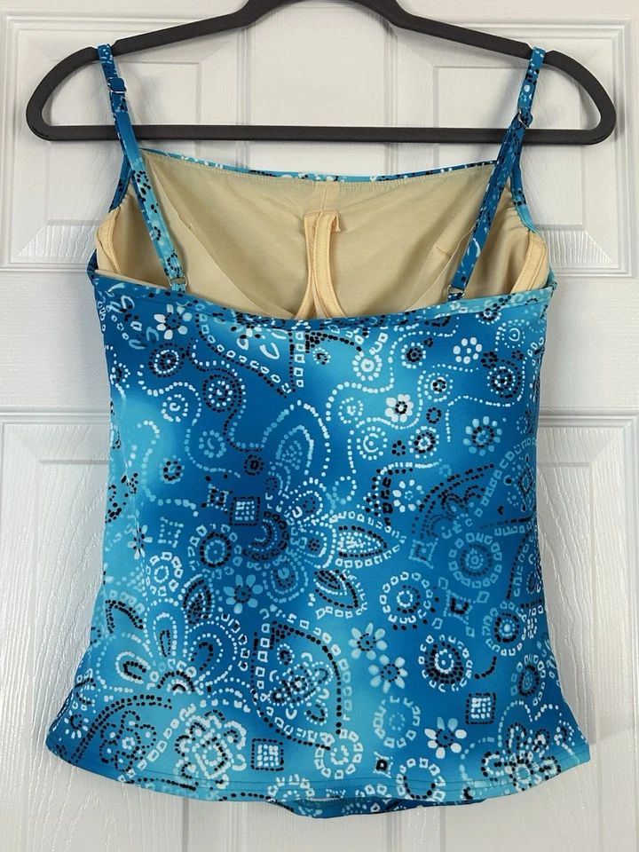 Tankini de natación Miraclesuit azul para mujer con aros talla 10/D correa ajustable Foto 2 de 4