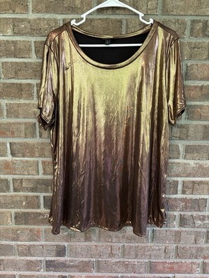 Torrid  2X Metallic Bronze Liquid Shine Bronze Shirt -Party, Special Event, Fun