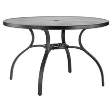 Outdoor 47in Round Steel Table 150lb Support 1.5in Hole Galvanized Black