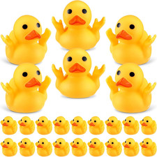 24Pcs Cute Rubber Ducks Yellow Small Funny Rubber Ducks Baby Shower Toys, Kids B