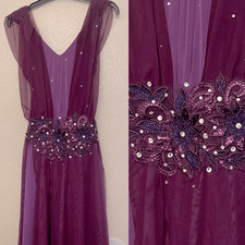 Kelle solo dance costume dark purple custom mesh maxi dress SA Small adult