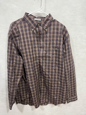 Gander Mountain Button-Up Plaid Brown Long-Sleeve Shirt Men's XL
