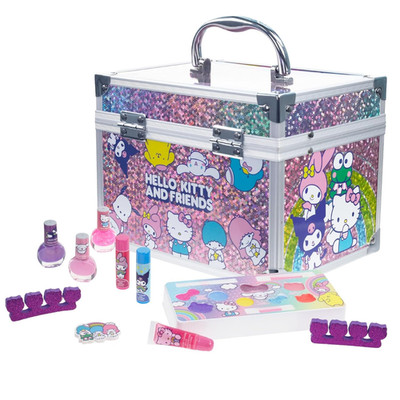 Hello Kitty & Friends -  Train Case Makeup Set for Kids, Includes Lip Gloss, Eye