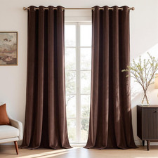 Topfinel Coffee Brown Velvet Blackout Curtains 84 Inches Long for Living Room Be