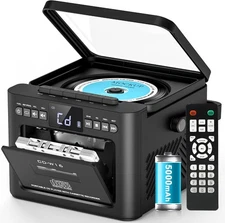 Boombox CD and Cassette Player Combo, 5000mAh Rechargable CD Player Boombox