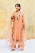 Latest Collection Peach Faux Georgette Salwar Kameez With Dupatta For Women