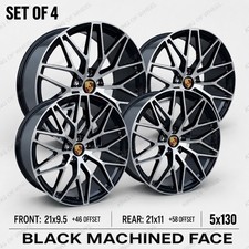 21 Black Machined Wheels For Cayenne Panamera Turbo 21x9.5 21x11 5x130 Set Of 4 21 Black Machined Wheels For Cayenne Panamera Turbo 21x9.5 21x11 5x130 Set Of 4