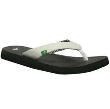 Sanuk Yoga Mat Flip Flop White Black Womens 7 UK 5 EU 38