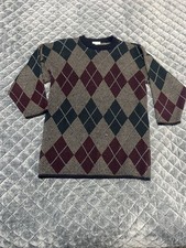 Vintage 90 s Multicolored Geometric Argyle Patterned Sweater Size Large