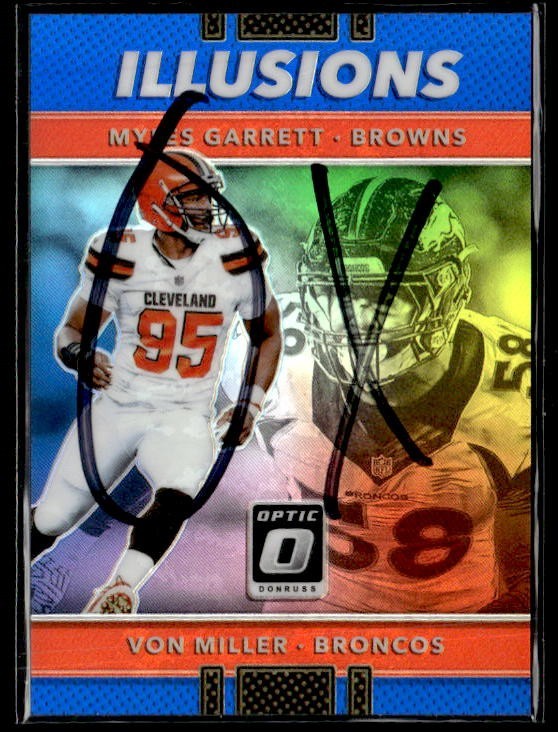 L74,140 -  2017 Donruss Optic Illusions Blue #12 Von Miller/Myles Garrett /149