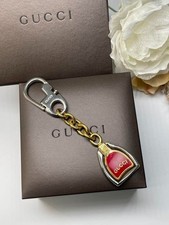 Auth GUCCI Key Holder Keychain Ring Gold Silver Red Accessory Italy Vintage Rare