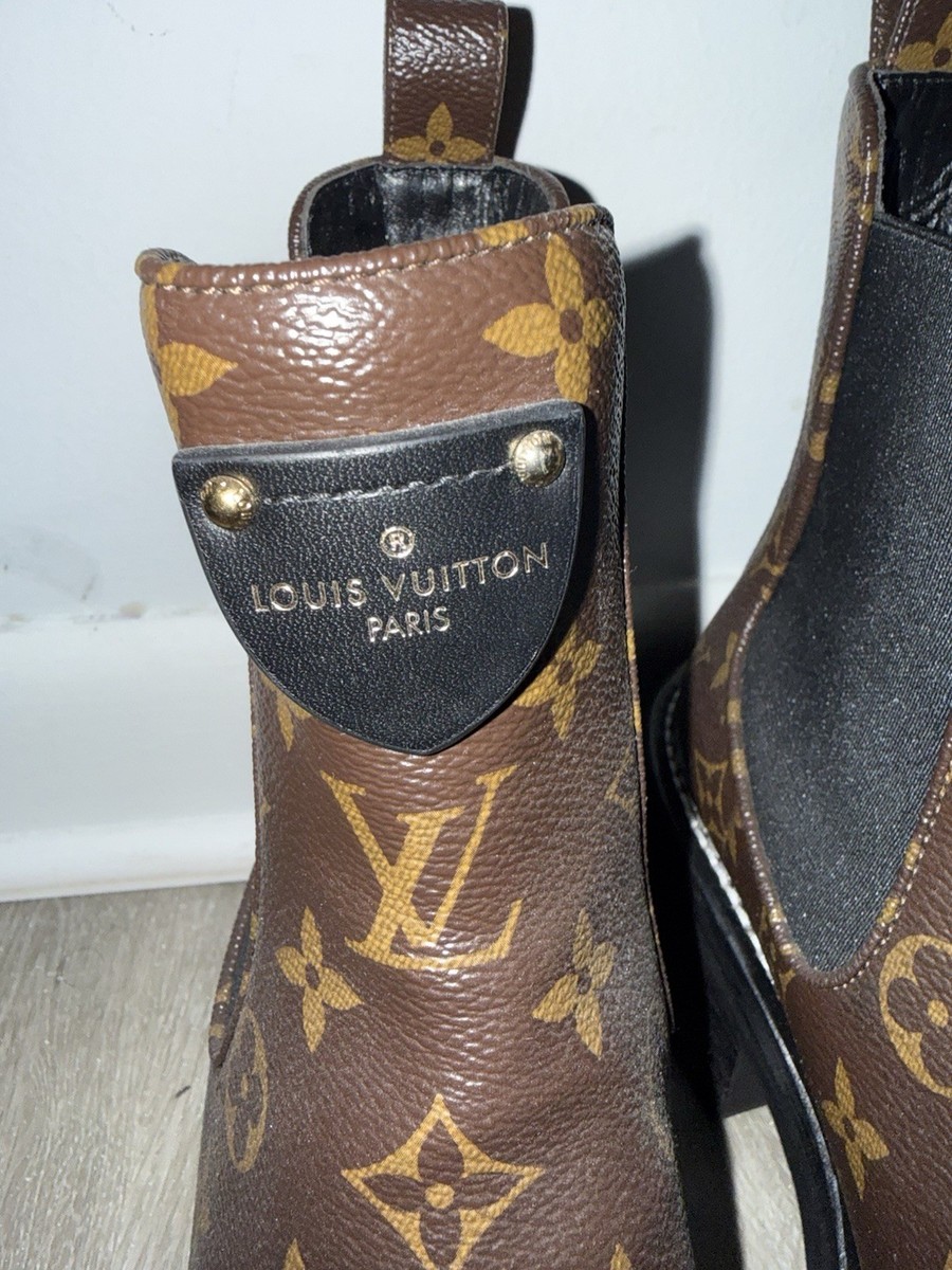 Louis Vuitton Chelsea Monogram Canvas Ankle Boots Women EU 40