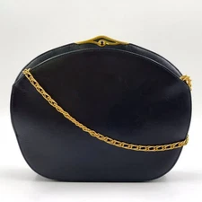 Cartier Sapphire Line Leather Shoulder Bag Women Black One Size 598984
