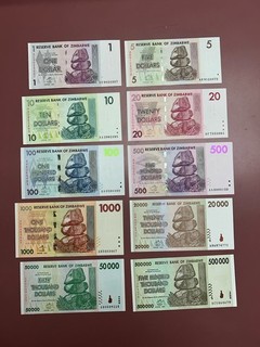 Lot of 10 Zimbabwe UNC Banknotes