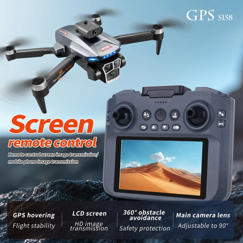 GPS Intelligent Return Drone 4.5" Remote Control Screen 4K HD Camera UAV - Image 2 of 4