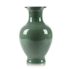 Green Ceramic Vase for Home Decor, Rustic Oriental Vases, Glazed Decorative F...