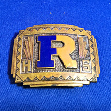 Ringgold Highschool Gold Tone Blue Rectangular Metal Belt Buckle Mens 1.5in