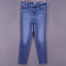 Good American Jeans Womens 16 Blue Denim High Rise Skinny Grunge Flaws