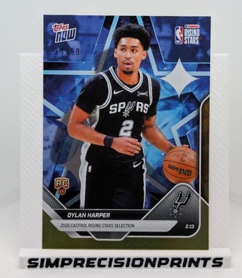 Dylan Harper 2026 Topps NOW Rising Star RC Gold Foil /50 Spurs #RS7