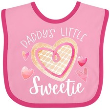 Inktastic Daddy's Little Sweetie With Pink Heart Cookie Baby Bib Valentines Papa