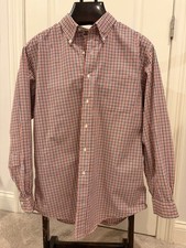 Vintage Brooks Brothers Makers Shirt 16.5 34 USA Red Navy Check Cotton