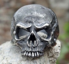 Anello Teschio Gioielli Moda Argento Sterling 925 Massonico Buker Harley Nuovo Fatto a Mano