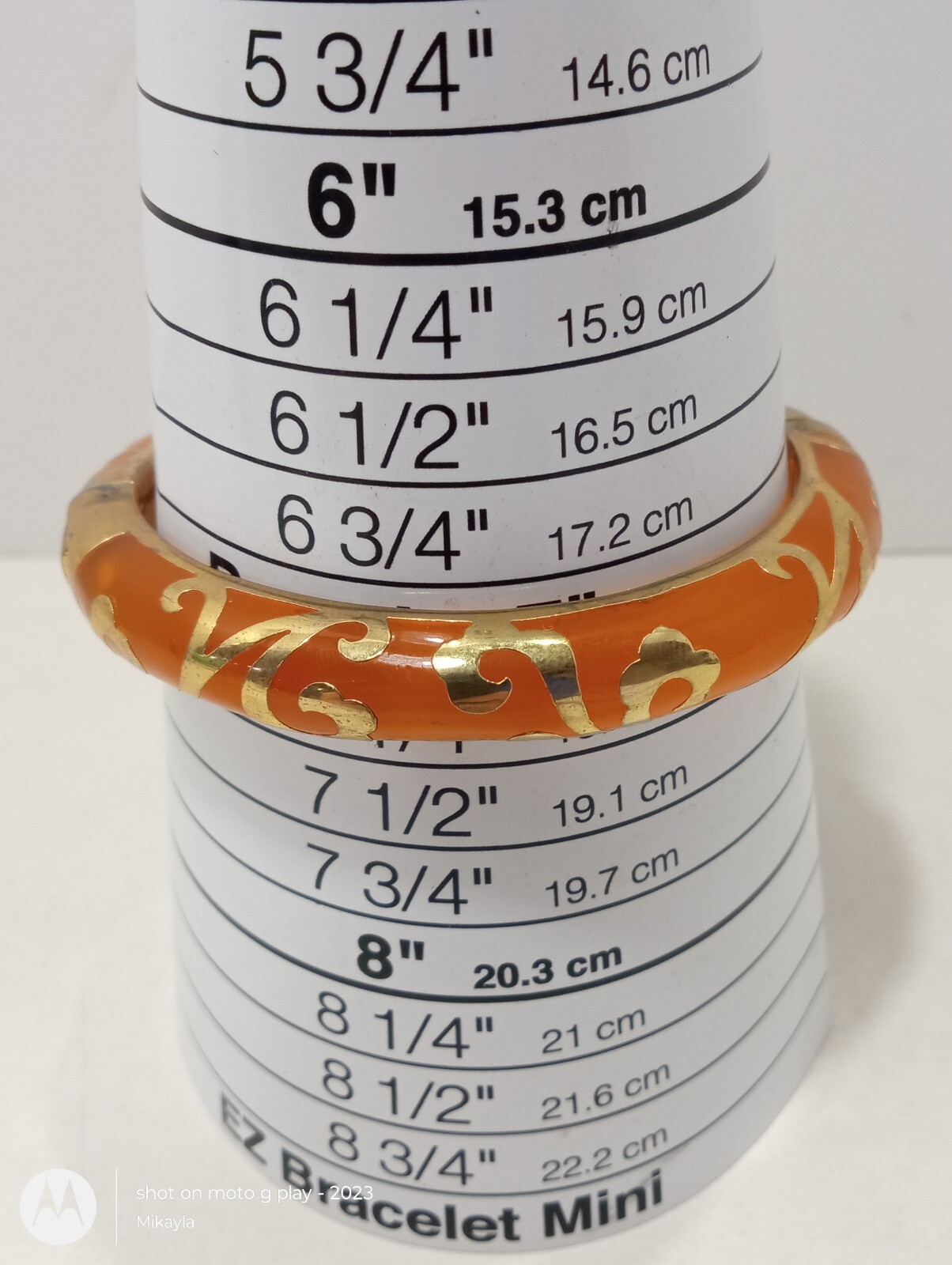 Orange Enamel Scroll Hinged Bangle Bracelet Gold … - image 15