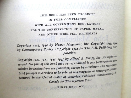 No Arch, No Triumph: New Poems, John M Brinnin, 1945, 1st edition - SIGNED - Picture 7 of 10