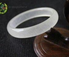 62mm 100% Certified Natural Kunlun Jade Ice Calcite Jade Bracelet