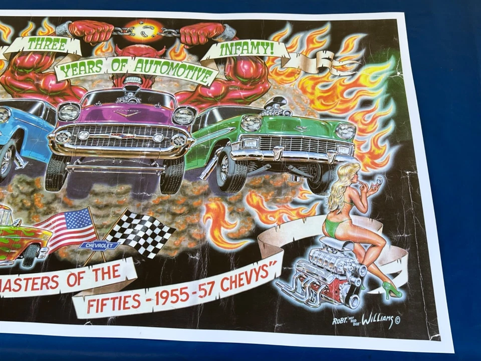 Vintage 1970s 1955 1956 1957 Tri-Five Chevy MASTERS OF THE FIFTIES Poster COOL - Image 3 of 4