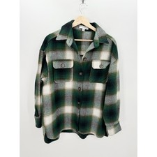She + Sky Women Green Plaid Shacket Button Down Fall Wool Blend Size Medium 