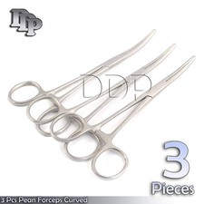 3 Pean Hemostat Locking Forceps 6" Curved Stainless Steel