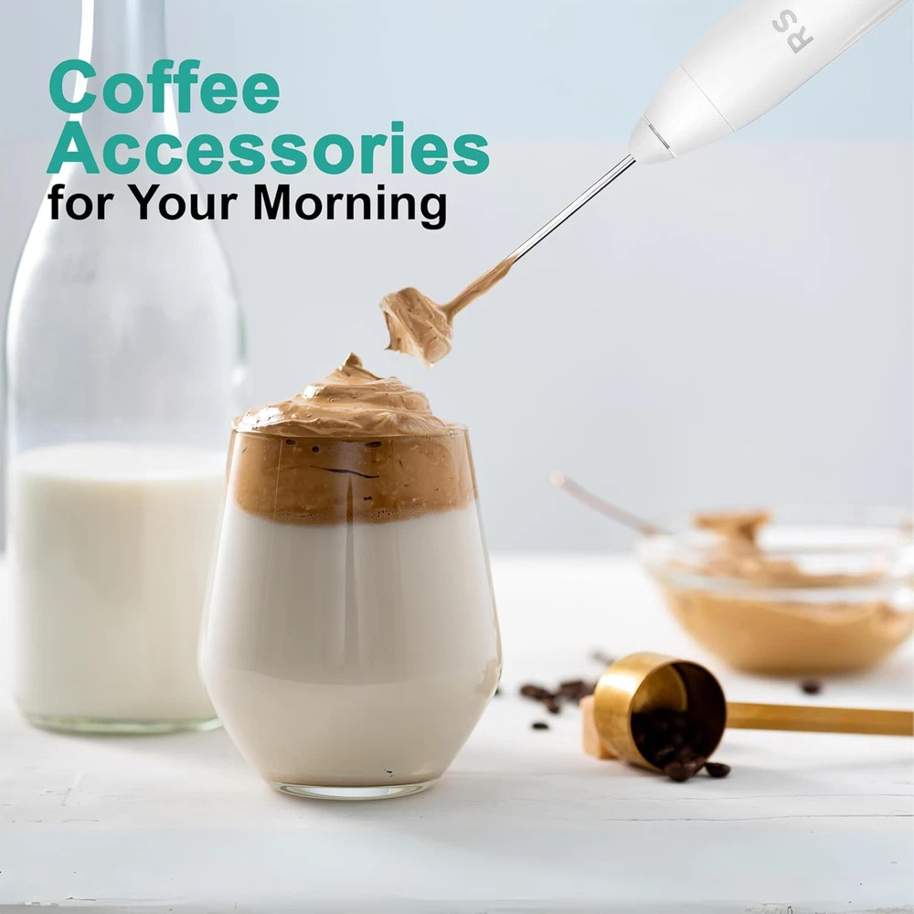 Milk Frother and Whisk Set | USB Rechargeable Milk Frother with Stainless Steel