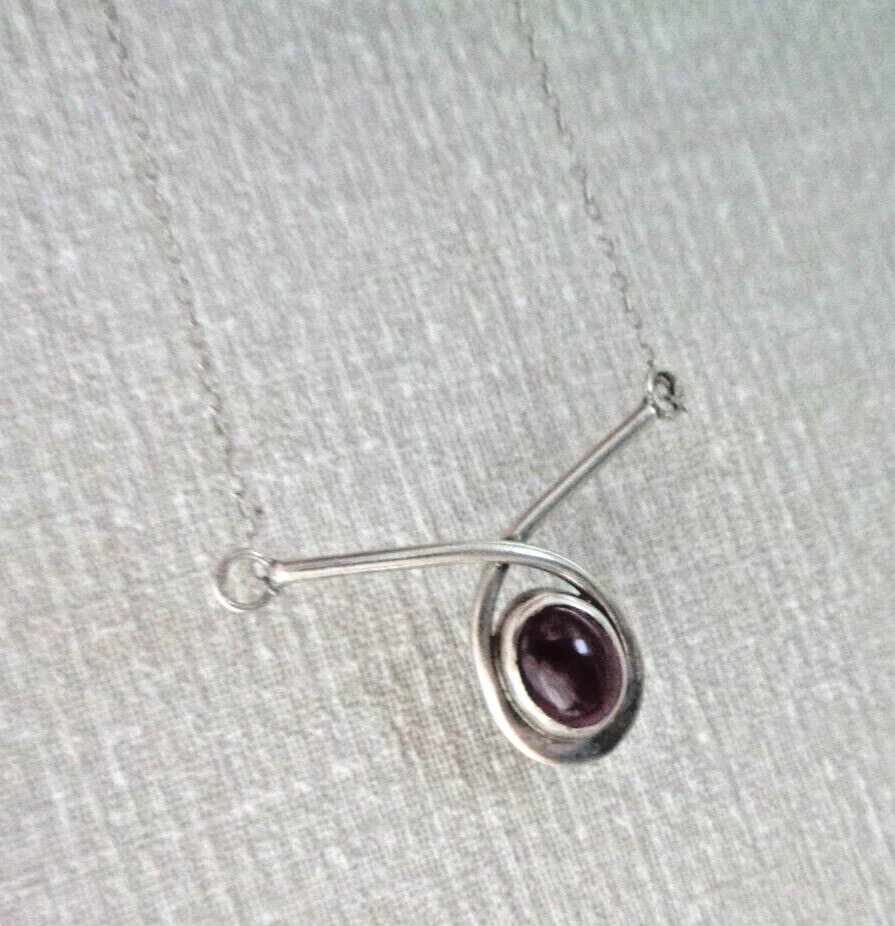 Attraente Argento Sterling & Rosso Ambra Moderni Ciondolo 925 - Immagine 3 di 4