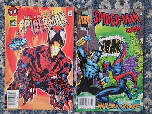 Amazing Spiderman 410 & 2099 #44 1st Spider Carnage Comic Lot Rare Newsstand!