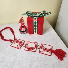 Handmade Christmas Plastic  Yarn lot Tissue cover, Doll  Sign Red white green