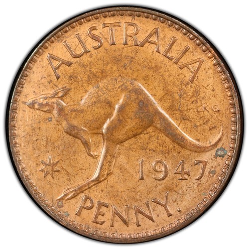 Australia 1947 Y. (p) One Penny 1d George VI - PCGS MS62BN (45797612)