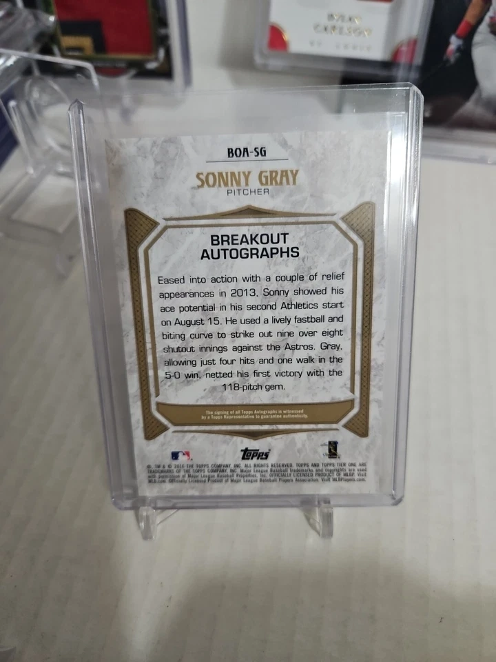 2016 Topps SONNY GRAY TIER ONE GOLD INK AUTO 10/25 - Image 4 of 4