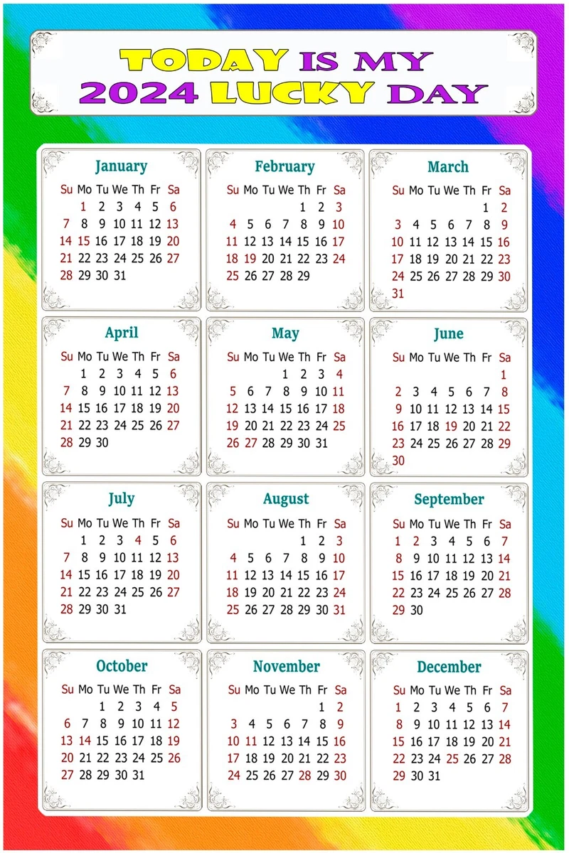 2024 Magnetic Calendar - Today is my Lucky Day - v043 5.25 x 8