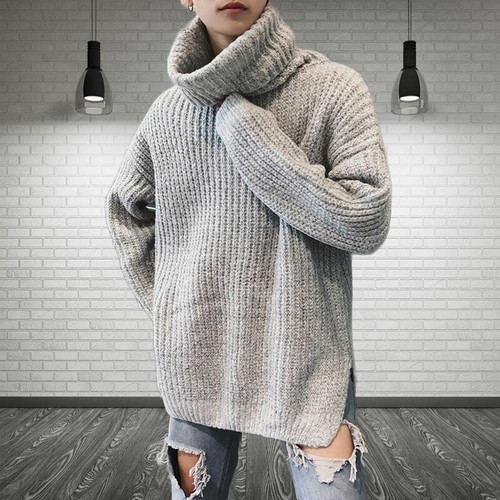Mens Knitted Sweaters Thicken Loose 