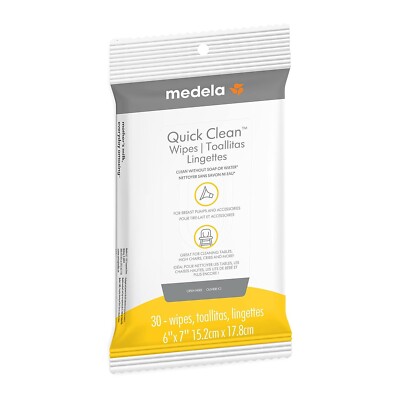 Medela Quick Clean Breast Pump and Accessory Wipes - 1 Pack of 30 Count - NEW