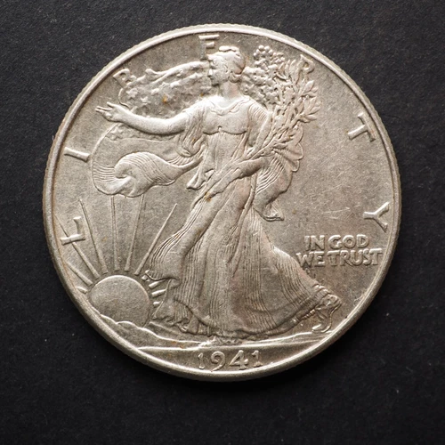 1941 *P* WALKING LIBERTY SILVER HALF DOLLAR  *NICE AU  *  FREE SHIPPING! M7578